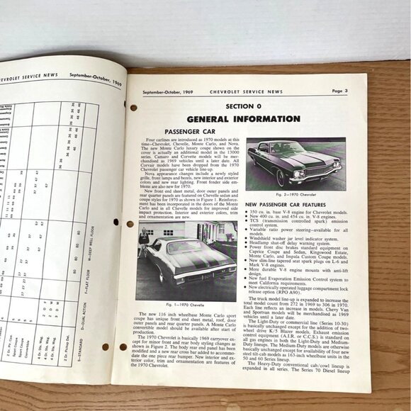 Vtg 1969 Chevrolet Service News Manual Chevy Monte Carlo Sept Oct Vol 41 No 9 - Picture 3 of 5